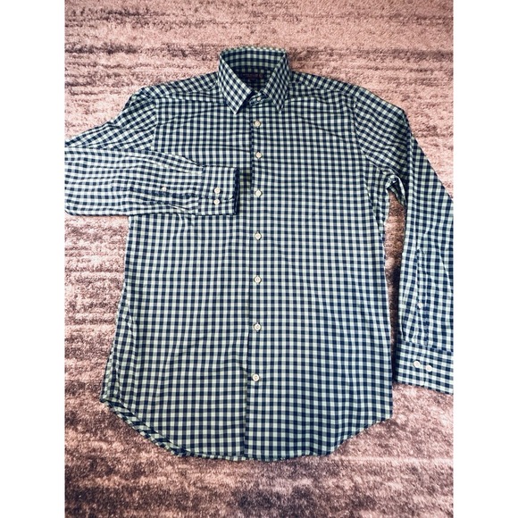 Peter Millar Shirt Mens M Green Check Gingham Summer Comfort Long Sleeve - Picture 2 of 9